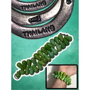 Sterling Silver 925 7' bracelet green stones 'ARS' brand